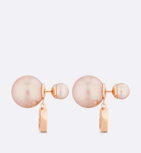 dior tribales earrings pink-finish metal and pink resin pearls|Dior tribal earrings real pearl.